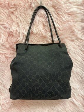 Gucci Monogram Jacquard Tote with Leather Trim